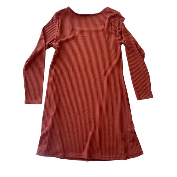 NEW NWT Old Navy Burnt Orange Square Neck Ribbed Swing Dress Size Women's Large - Picture 5 of 7